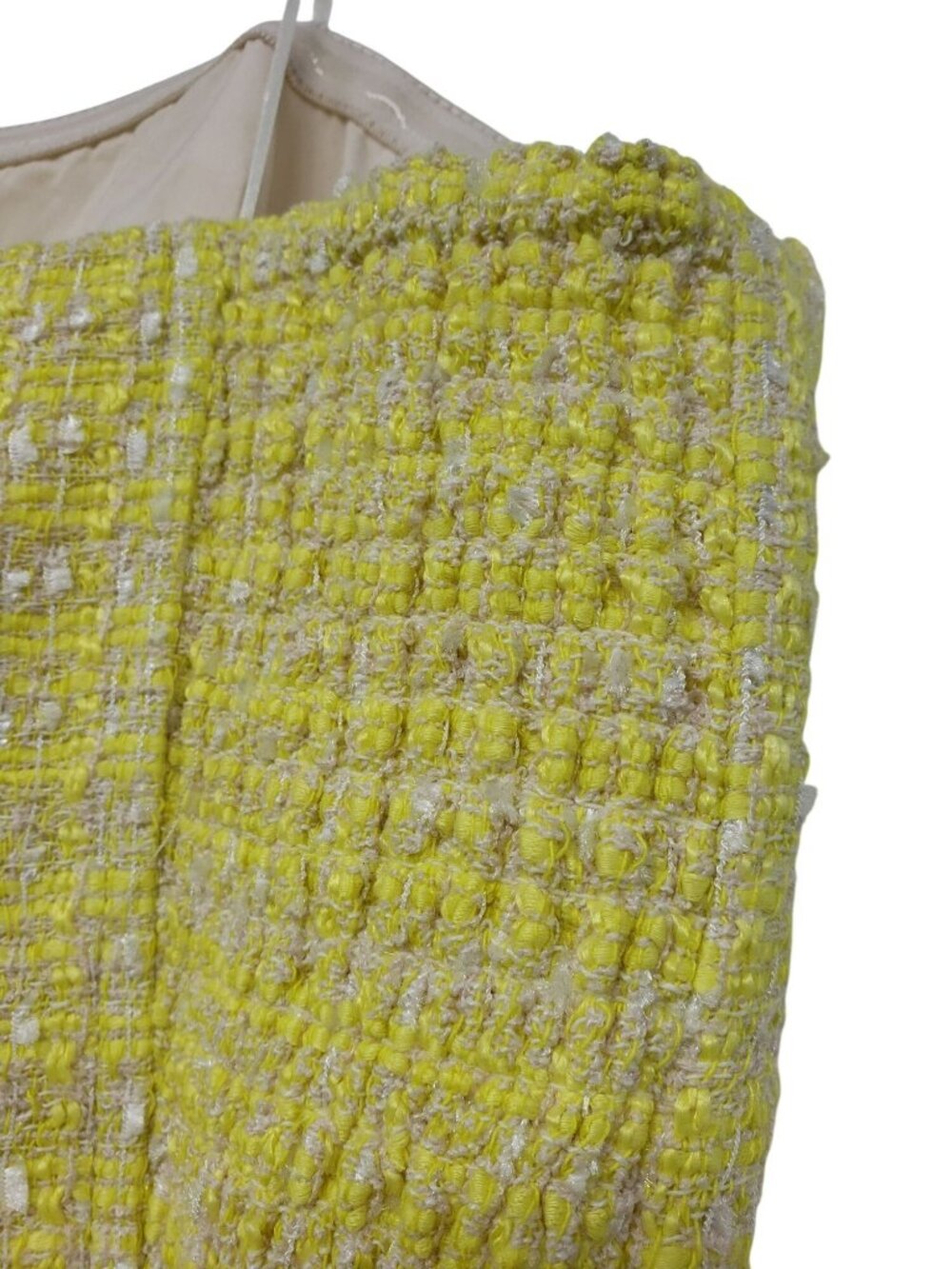 Amanda Uprichard x REVOLVE $250 Fae Yellow Tweed Belted Strapless Mini Dress - Picture 13 of 15